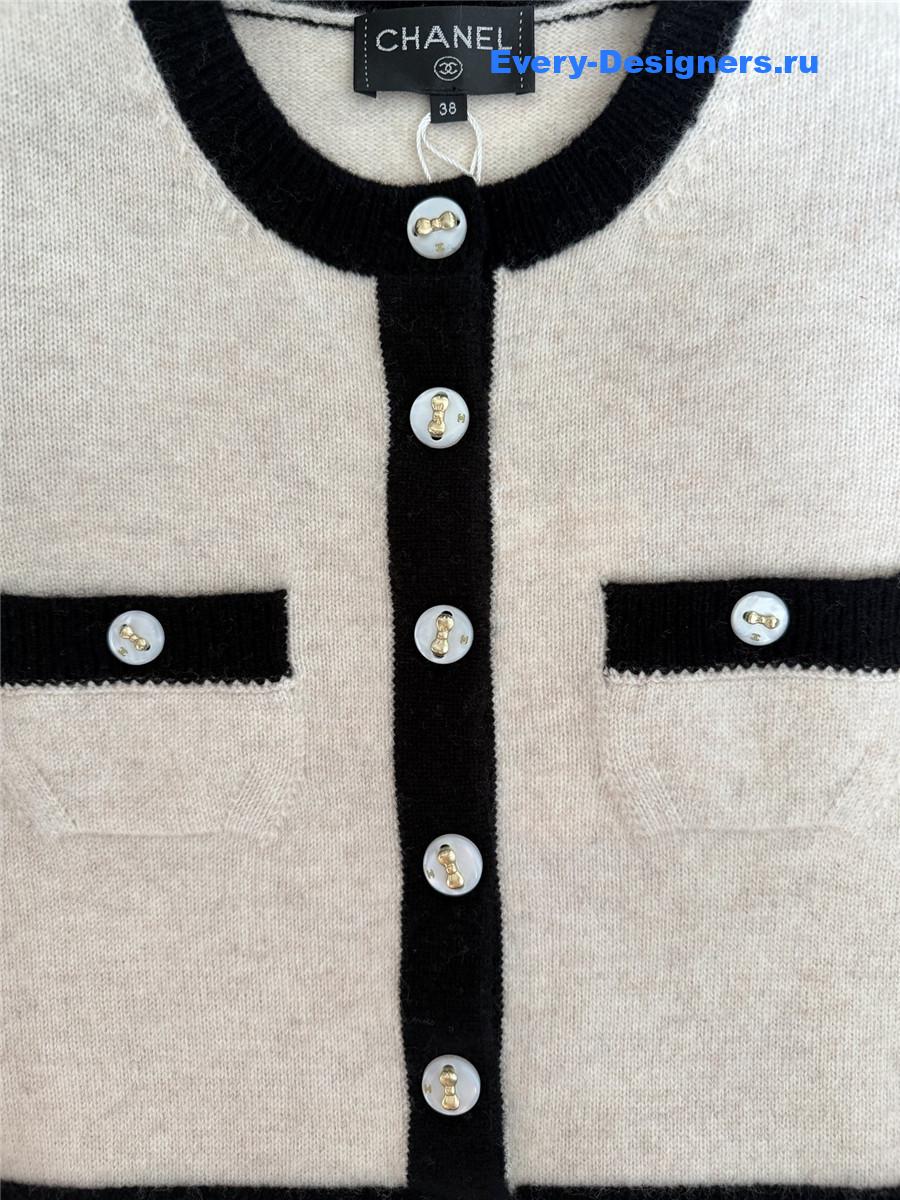 Ch**el crew neck soft textured knitted cardigan