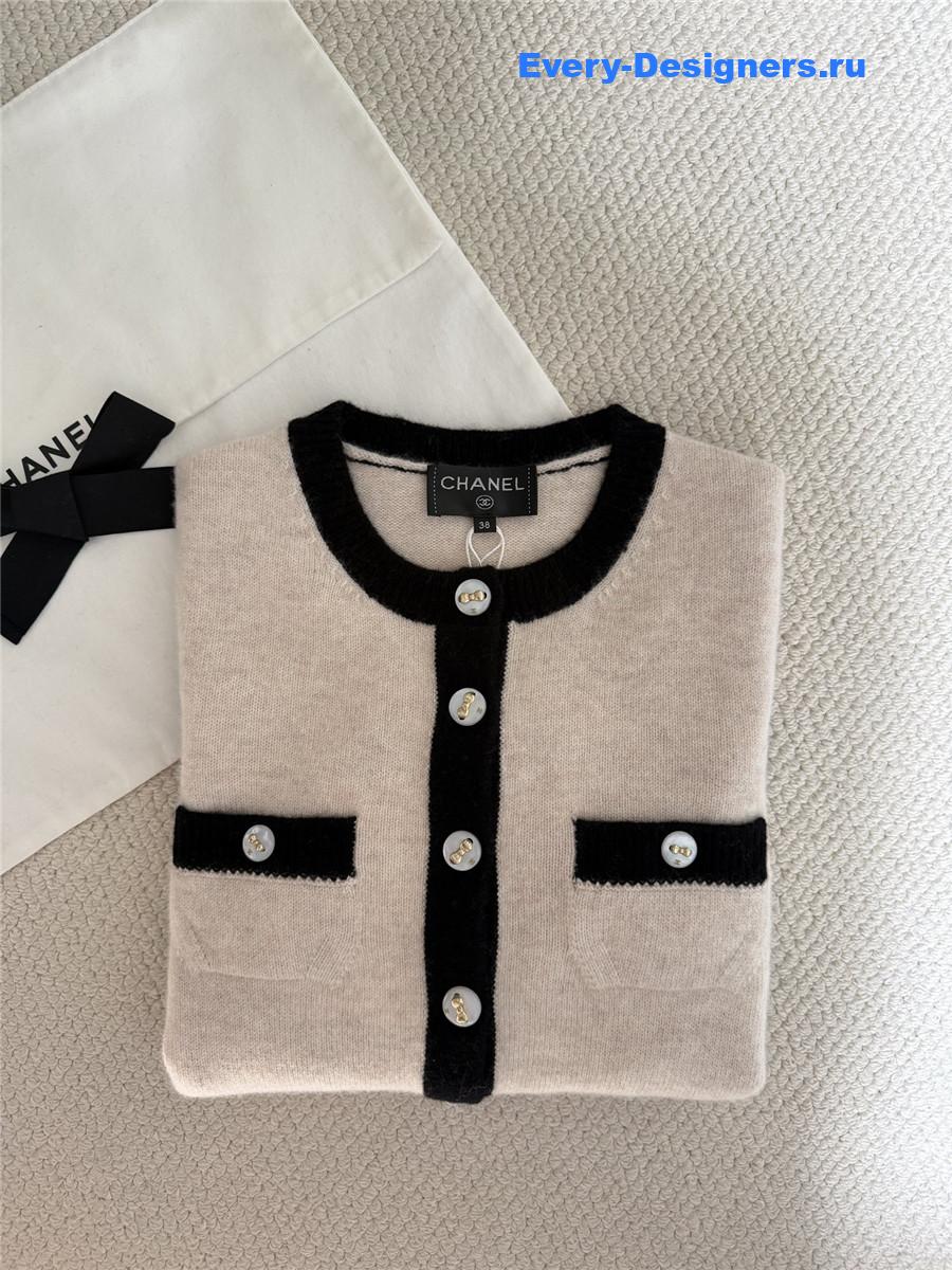Ch**el crew neck soft textured knitted cardigan