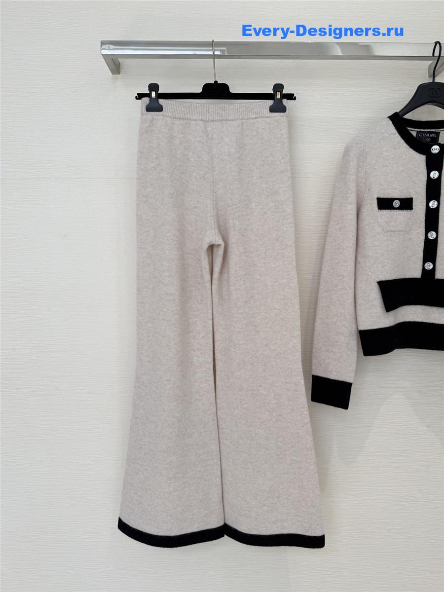 Ch**el soft textured knitted wide-leg pants