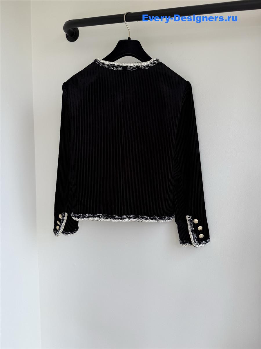 Ch**el tweed black round neck jacket