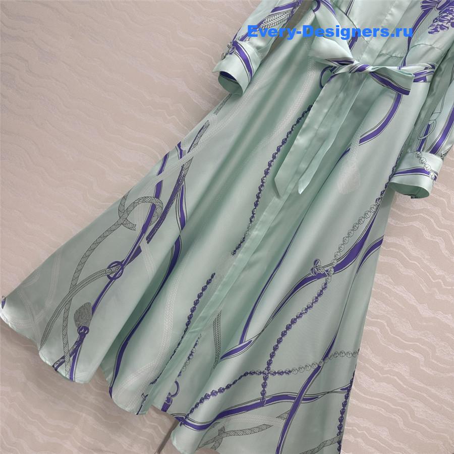 H**me5 green silk twill maxi dress