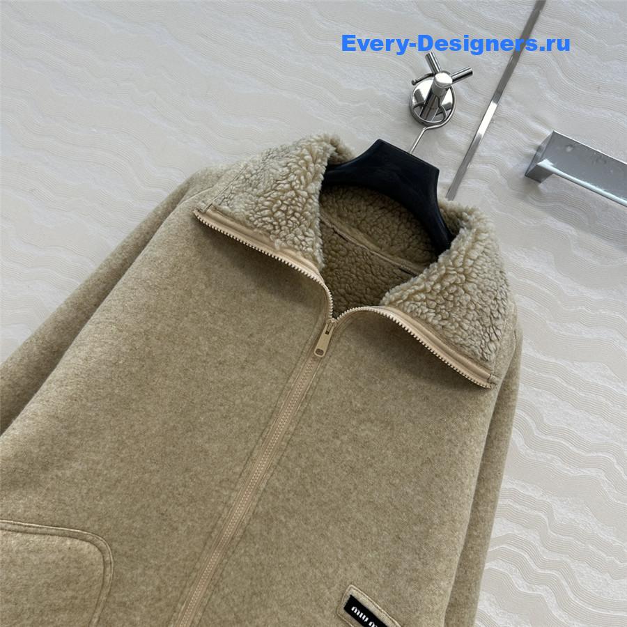 Miu Miu Fleece Zip-up Blouson Jacket