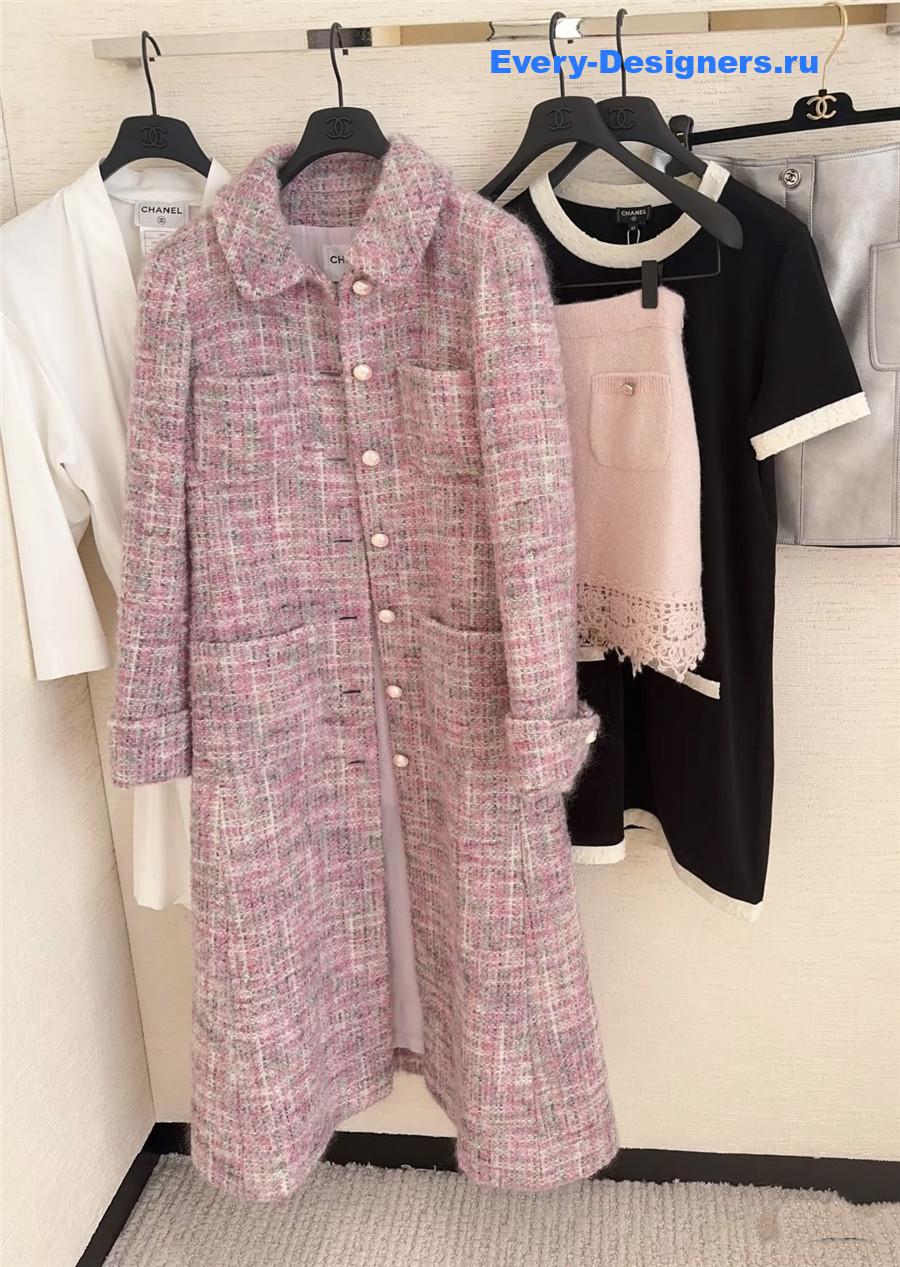Ch**el pink wool & mohair tweed coat
