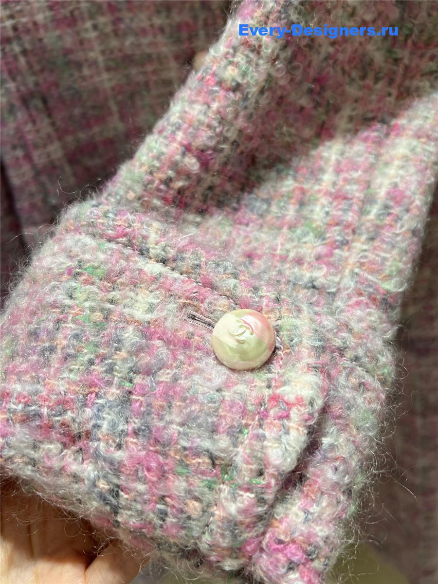 Ch**el pink wool & mohair tweed coat