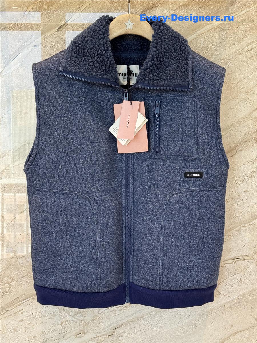 Miu Miu Uniform Blue Fleece Vest