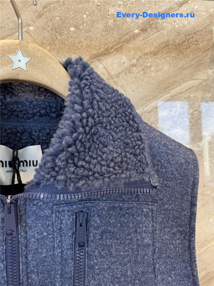 Miu Miu Uniform Blue Fleece Vest