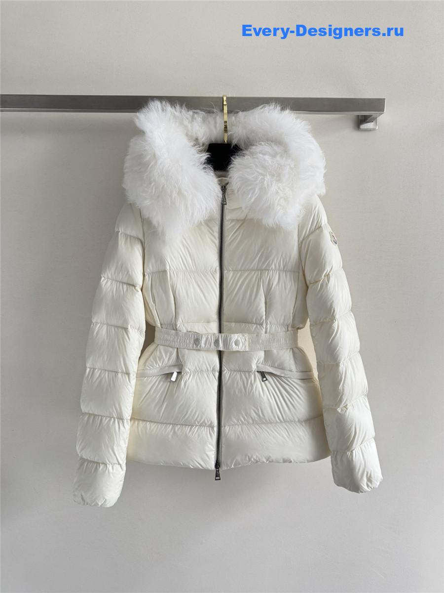 Moncler White Boed Belted Down Jacket