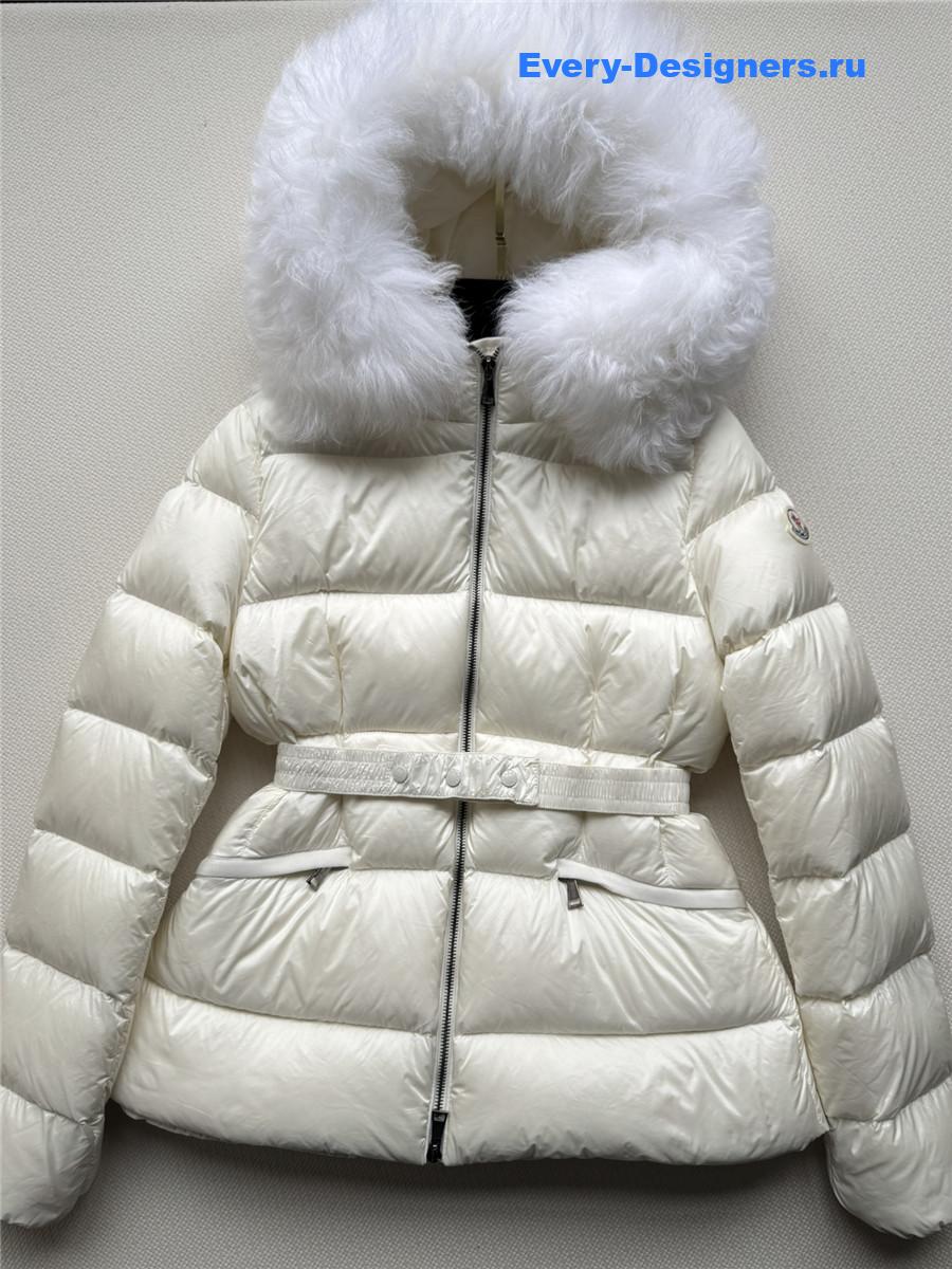 Moncler White Boed Belted Down Jacket