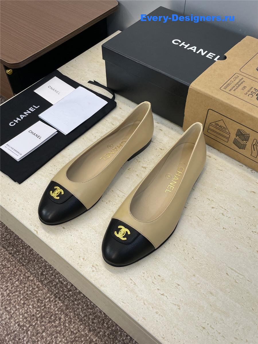 Ch**el beige lambskin ballet flats