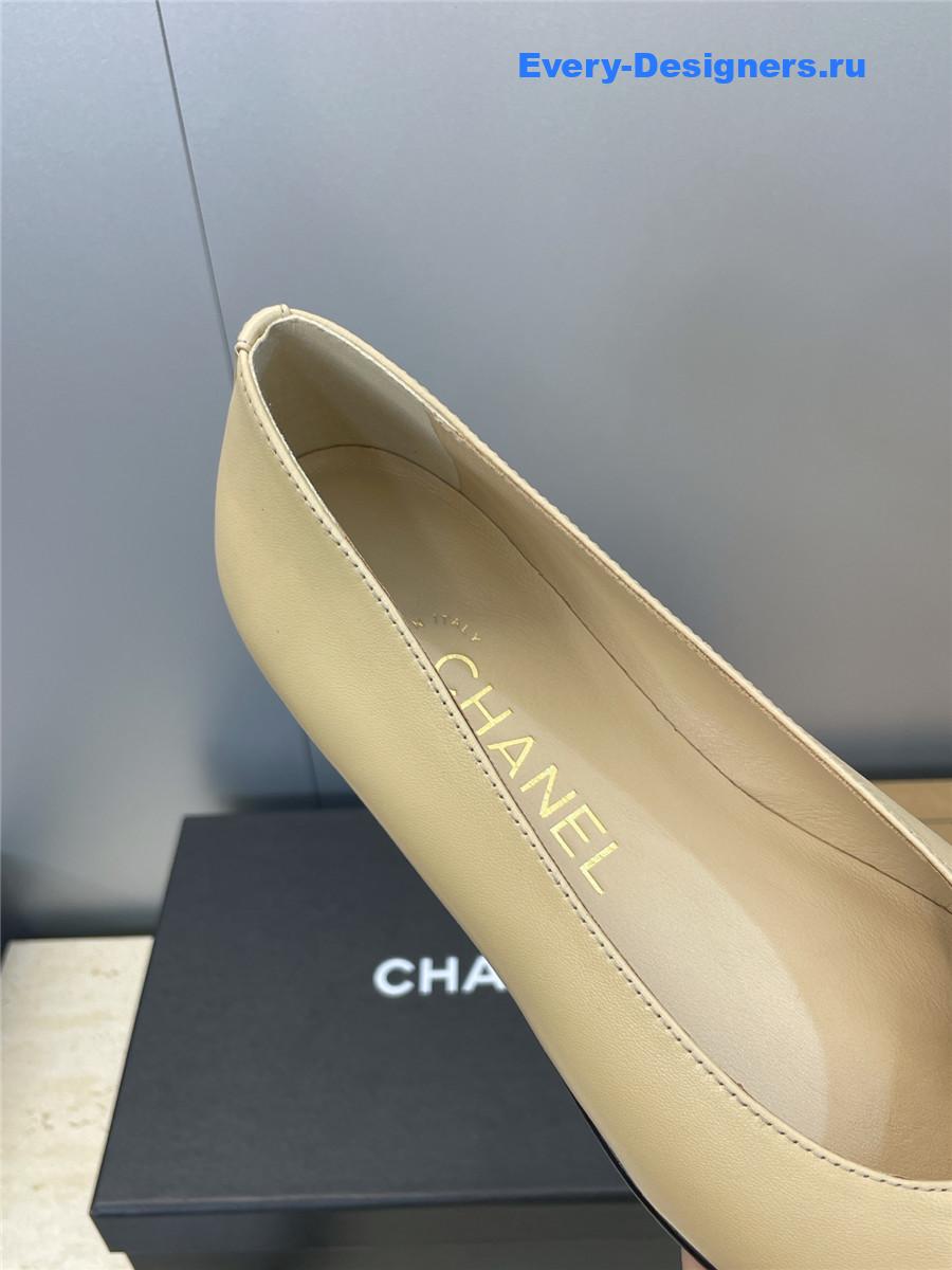 Ch**el beige lambskin ballet flats