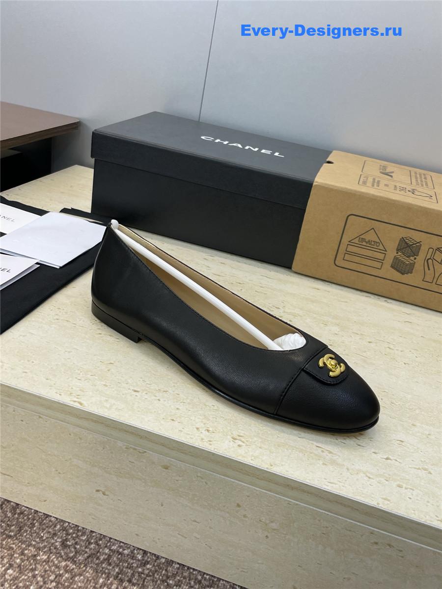 Ch**el black lambskin ballet flats