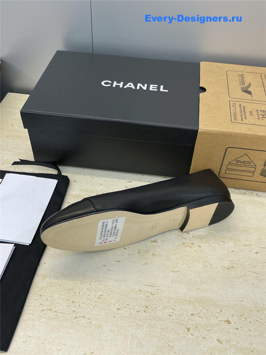 Ch**el black lambskin ballet flats