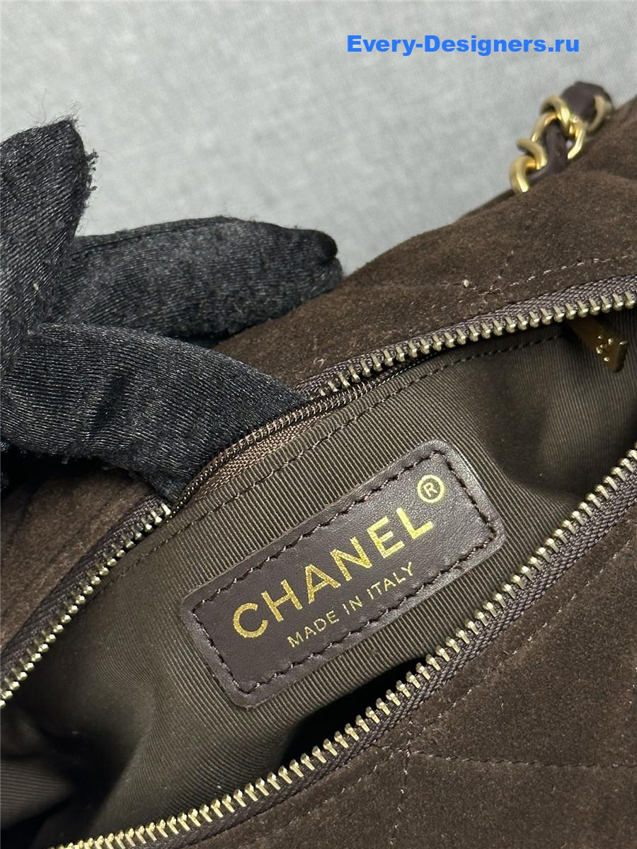 Ch**el dark brown suede small bowling bag