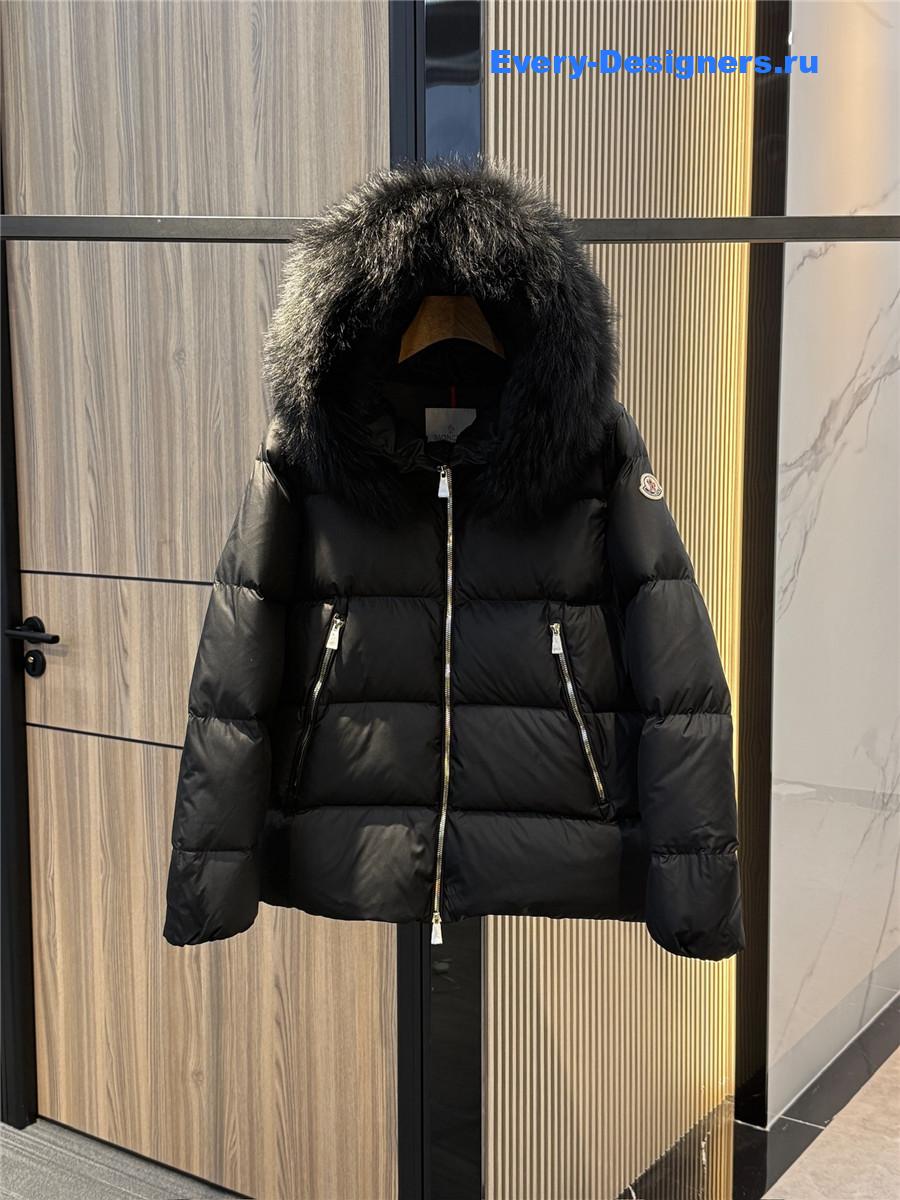 Moncler Black Laichefur Hooded Parka Coat