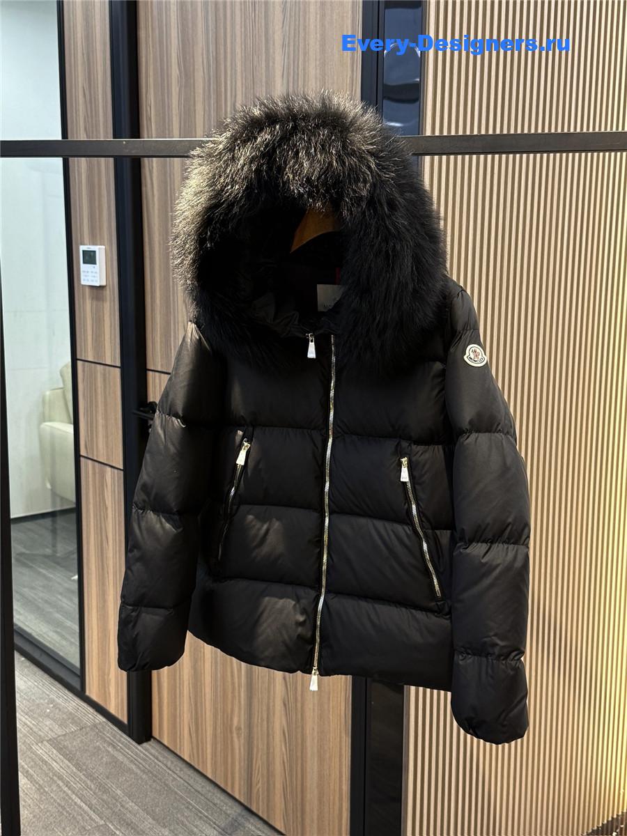 Moncler Black Laichefur Hooded Parka Coat
