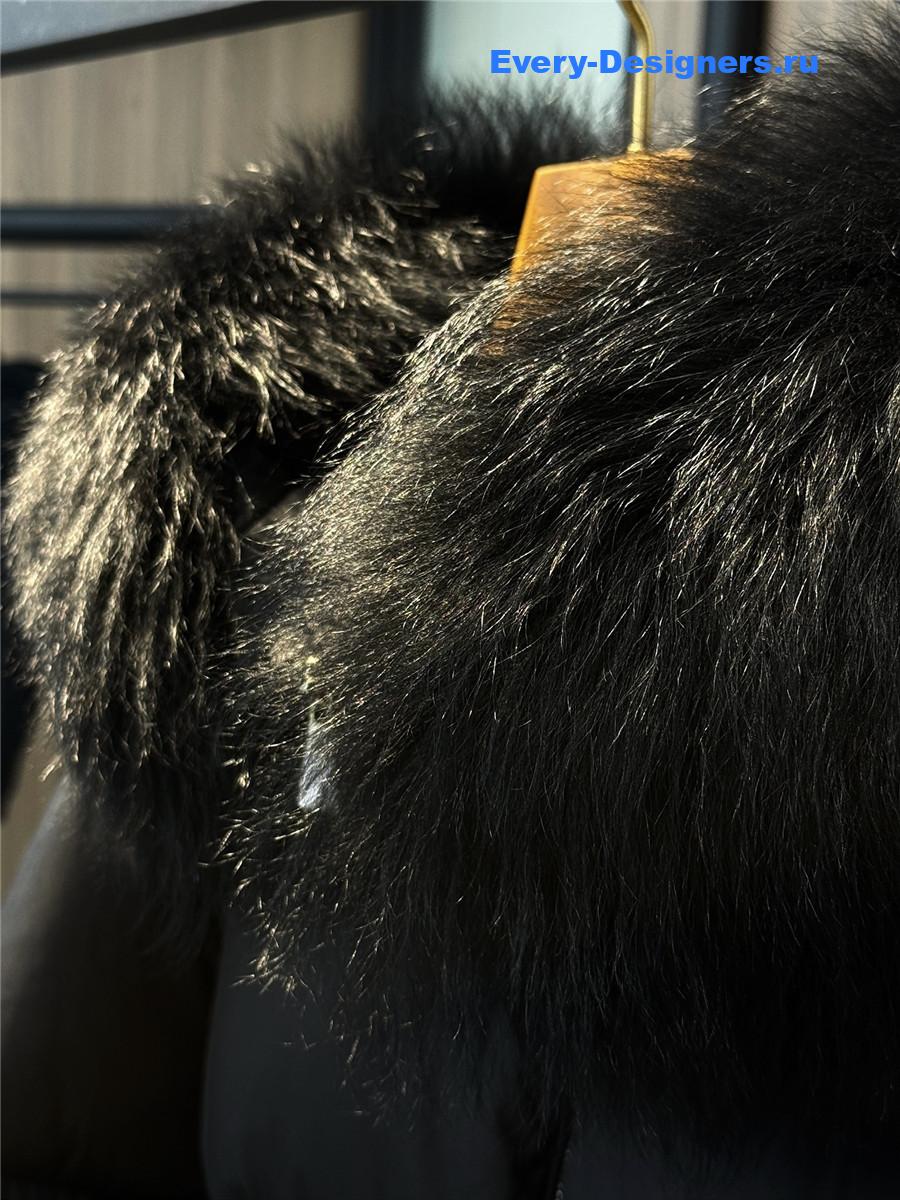 Moncler Black Laichefur Hooded Parka Coat