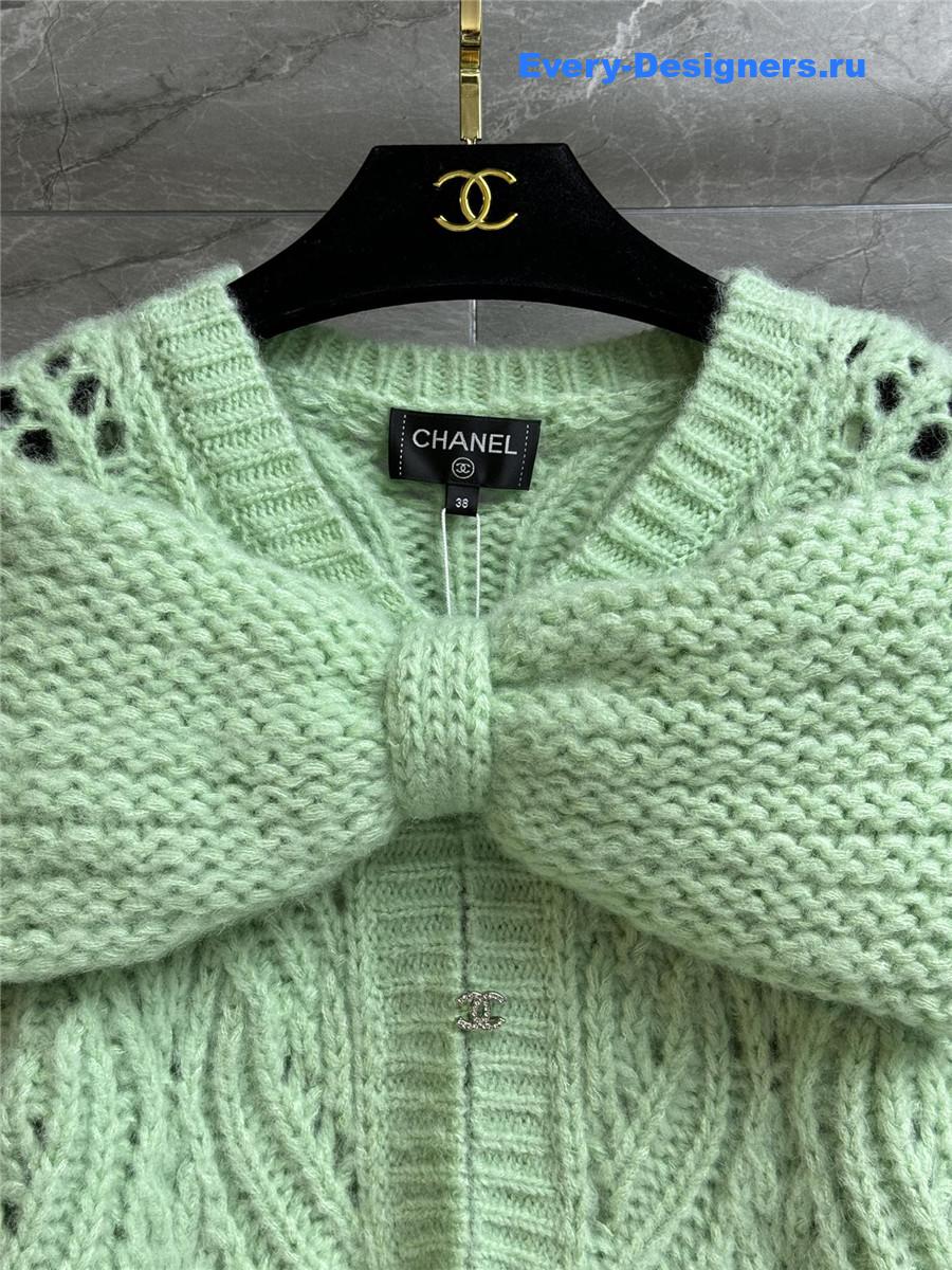 Ch**el light green bow knit dress
