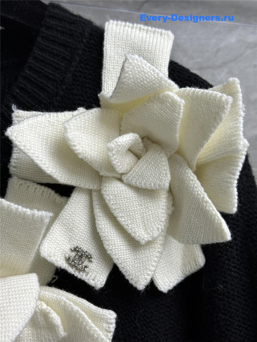 Ch**el white camellia flowers sweater dress