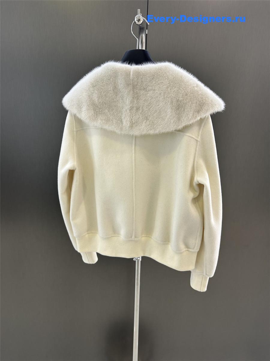 L0r0 P1ana lapel mink cashmere zip-up jacket