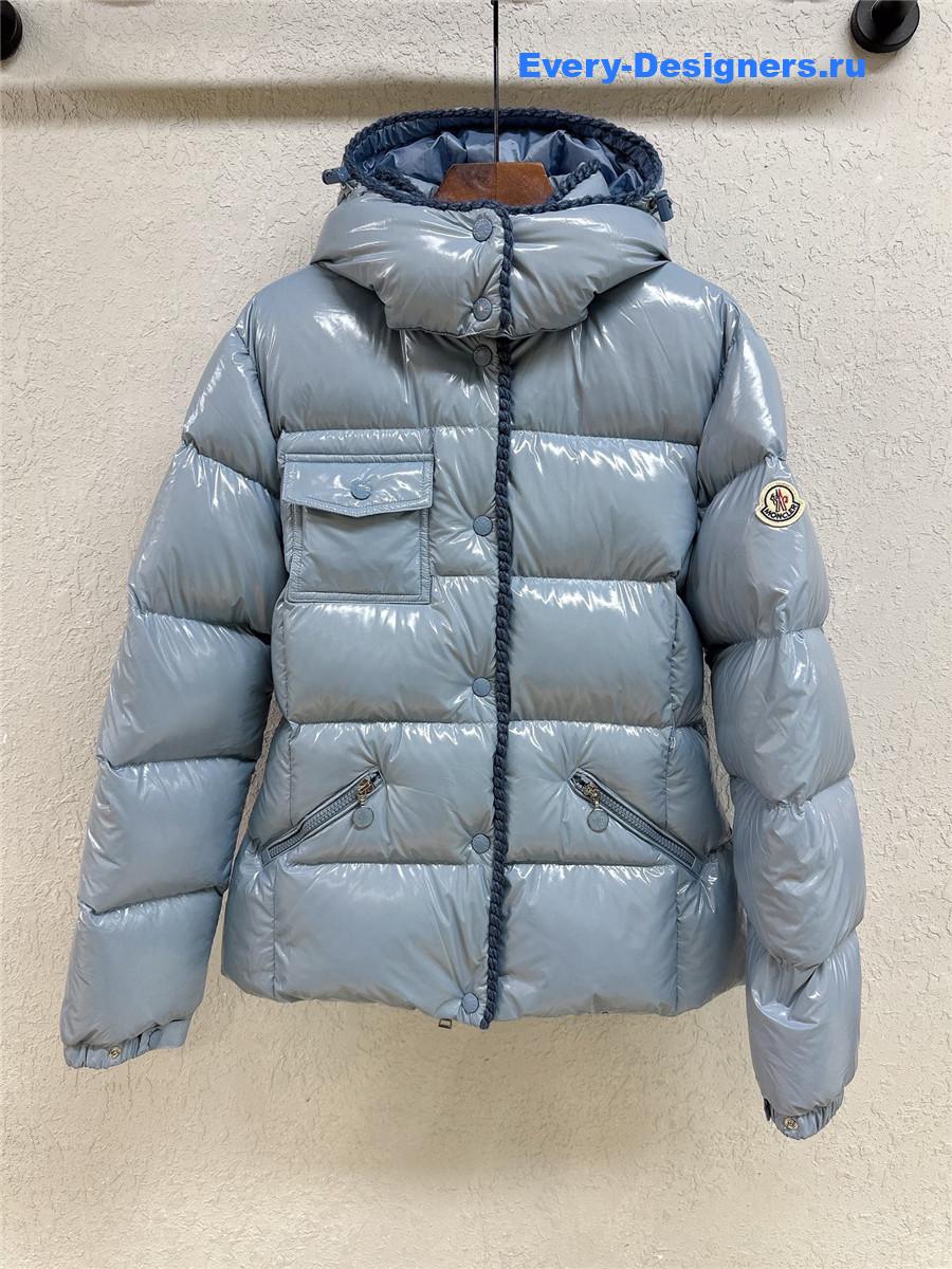 Moncler Blue Glareins Hooded Short Down Jacket