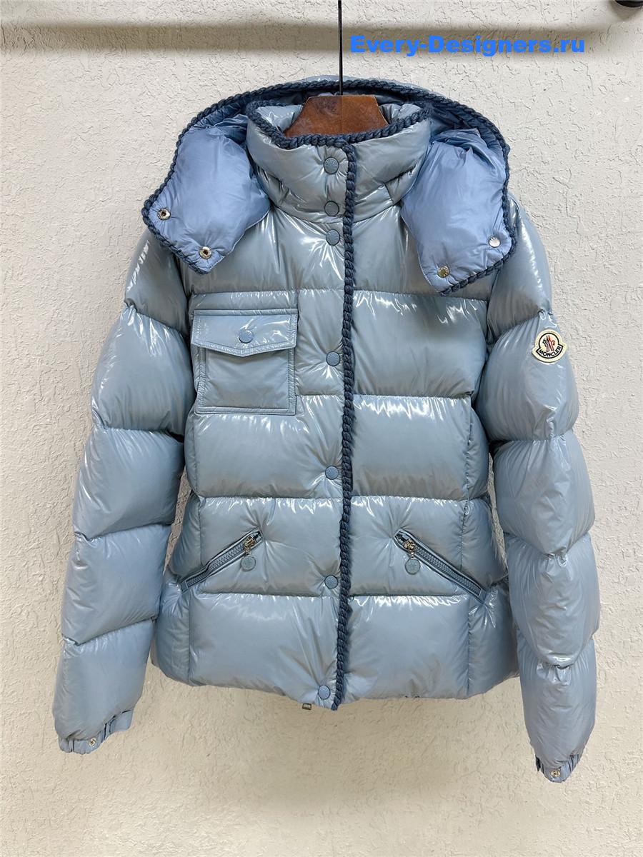 Moncler Blue Glareins Hooded Short Down Jacket