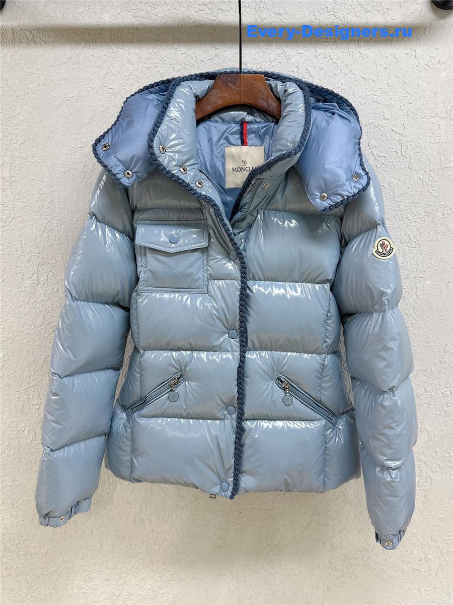 Moncler Blue Glareins Hooded Short Down Jacket