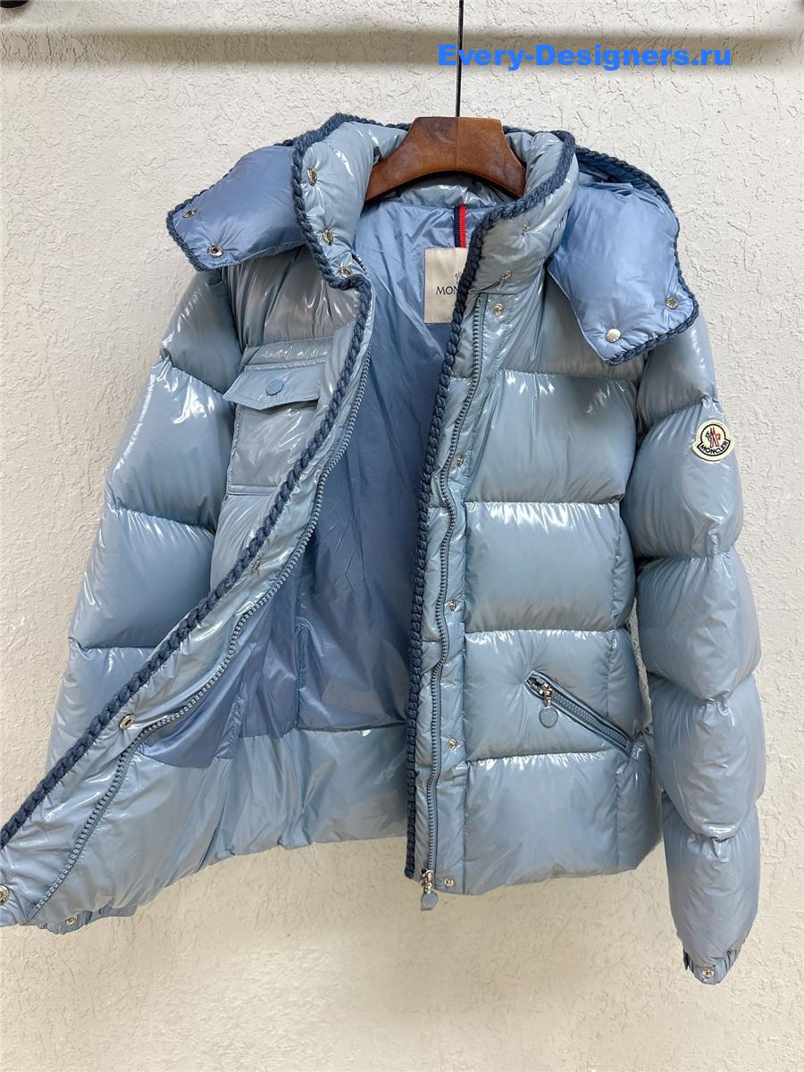 Moncler Blue Glareins Hooded Short Down Jacket