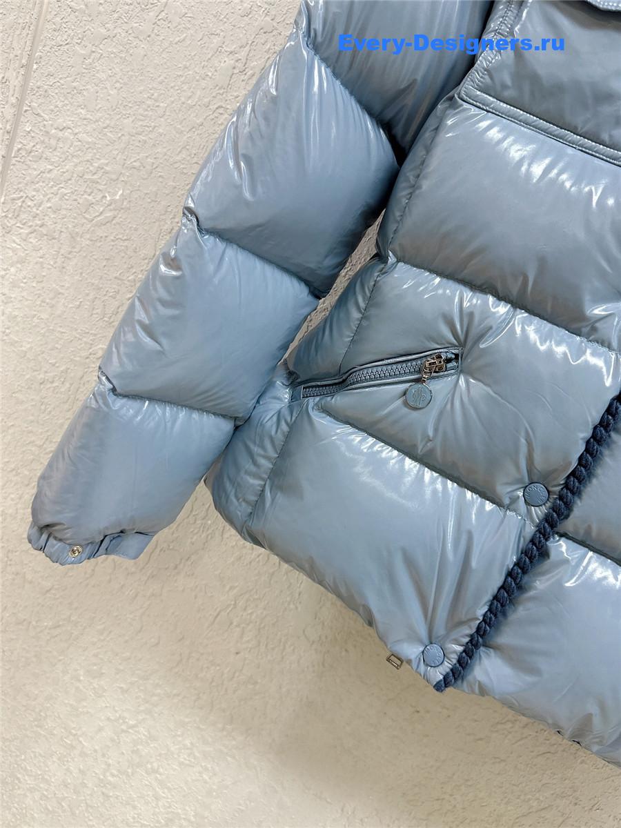 Moncler Blue Glareins Hooded Short Down Jacket