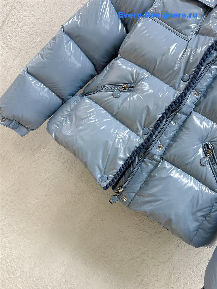 Moncler Blue Glareins Hooded Short Down Jacket