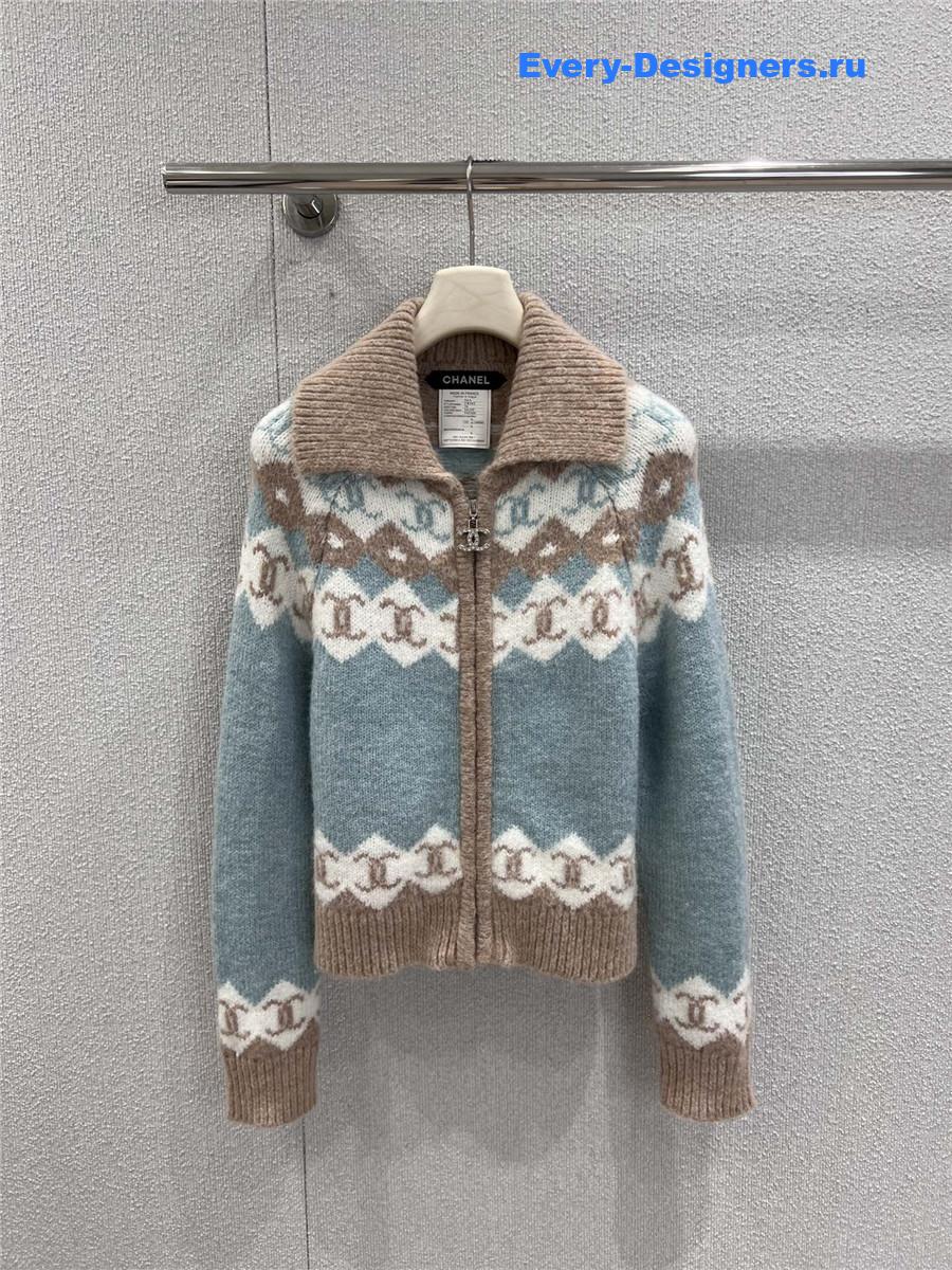 Ch**el cc knitted zipper cardigan jacket