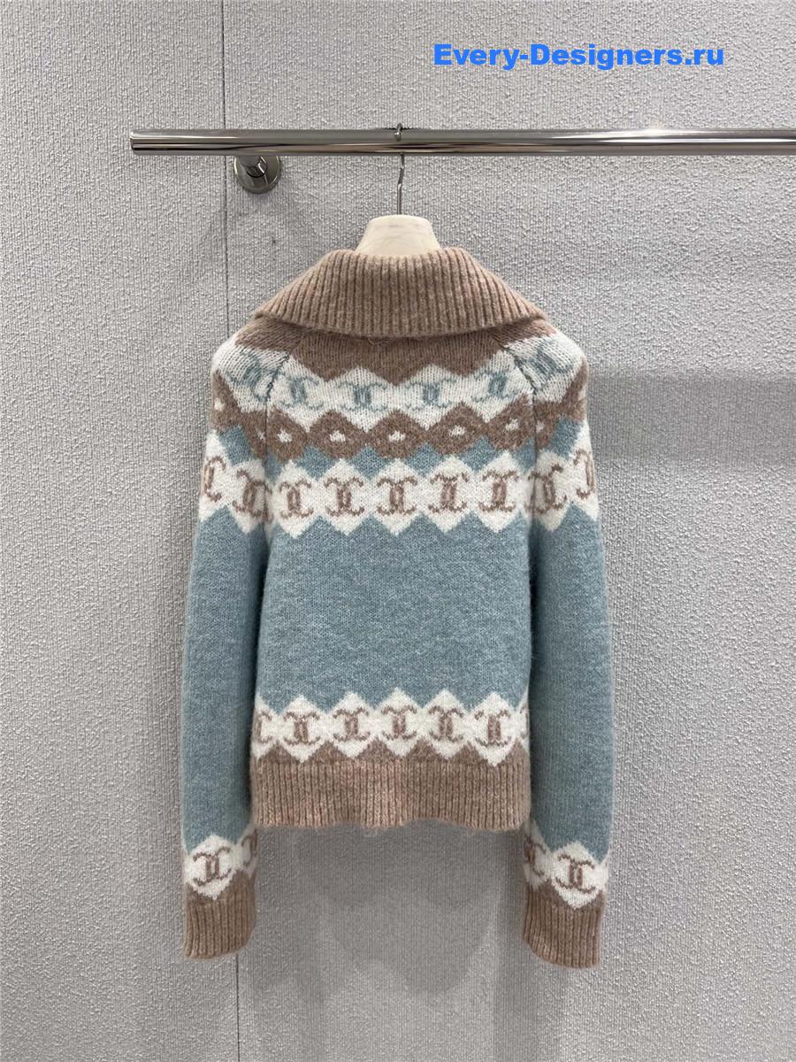 Ch**el cc knitted zipper cardigan jacket