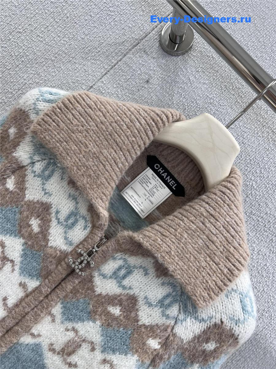 Ch**el cc knitted zipper cardigan jacket