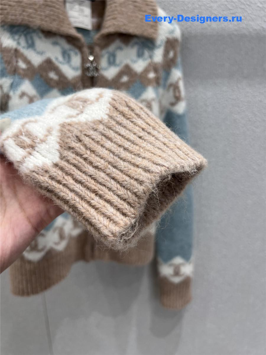 Ch**el cc knitted zipper cardigan jacket