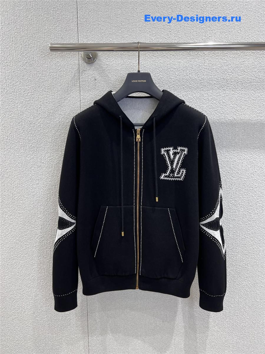 l0vis Vvtt0n black graphic intarsia zipped cotton hoodie