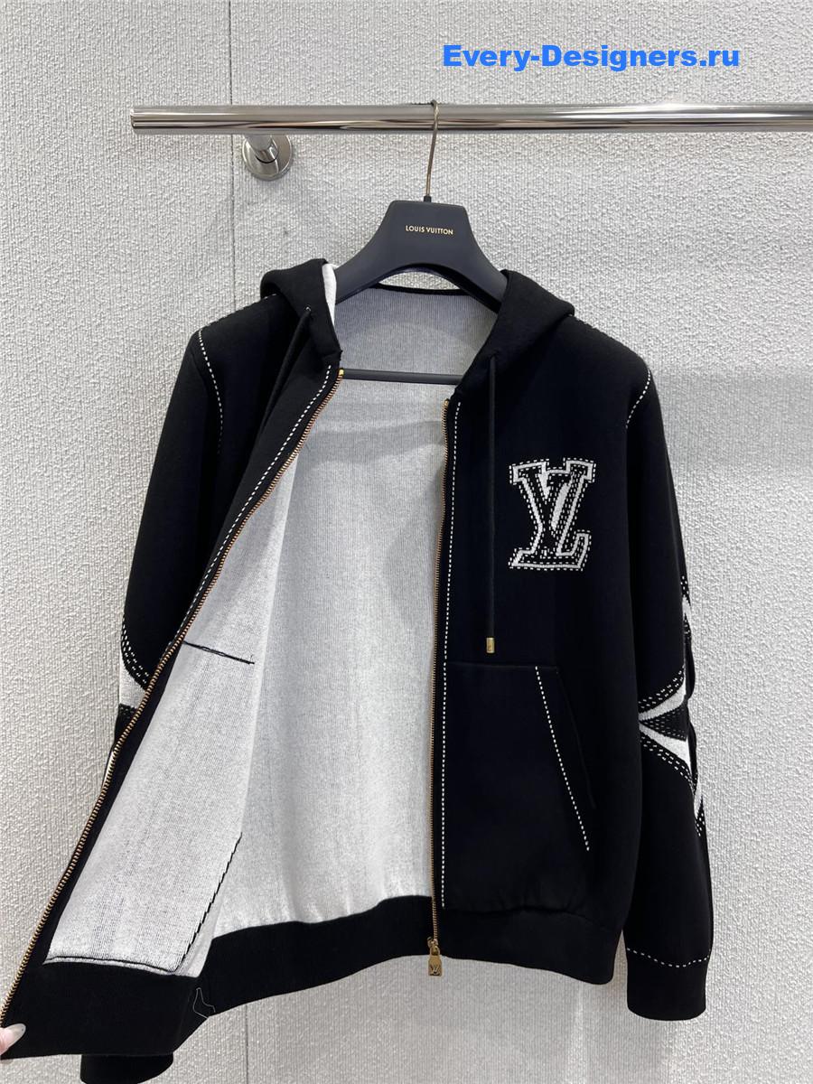 l0vis Vvtt0n black graphic intarsia zipped cotton hoodie