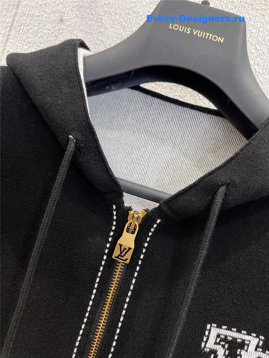 l0vis Vvtt0n black graphic intarsia zipped cotton hoodie