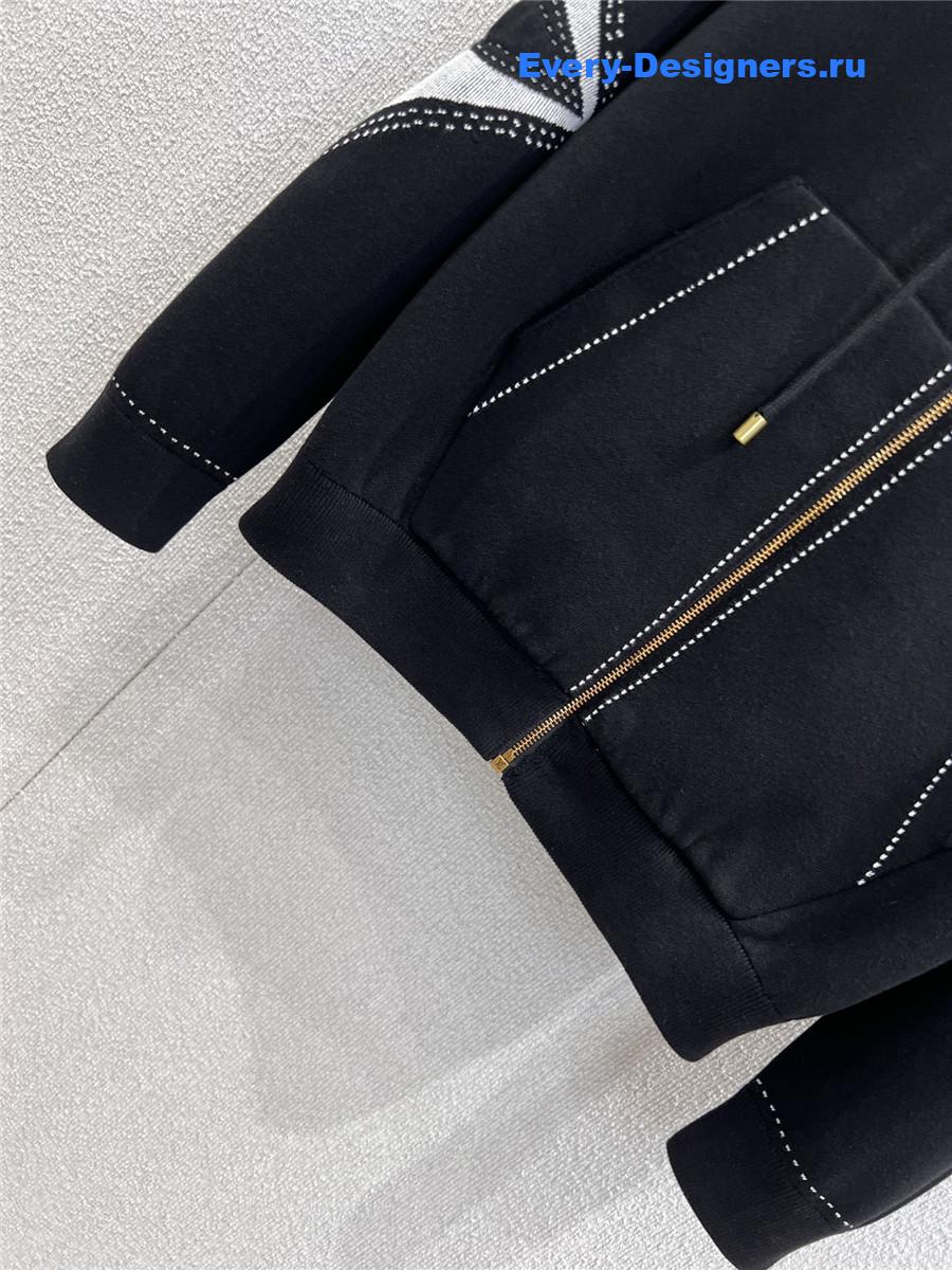 l0vis Vvtt0n black graphic intarsia zipped cotton hoodie