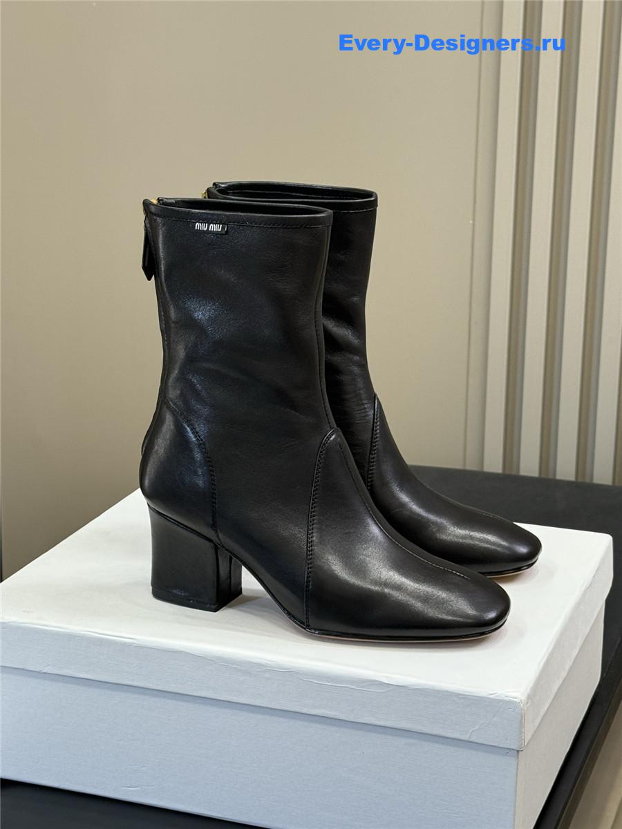 Miu Miu Black Nappa Leather Booties