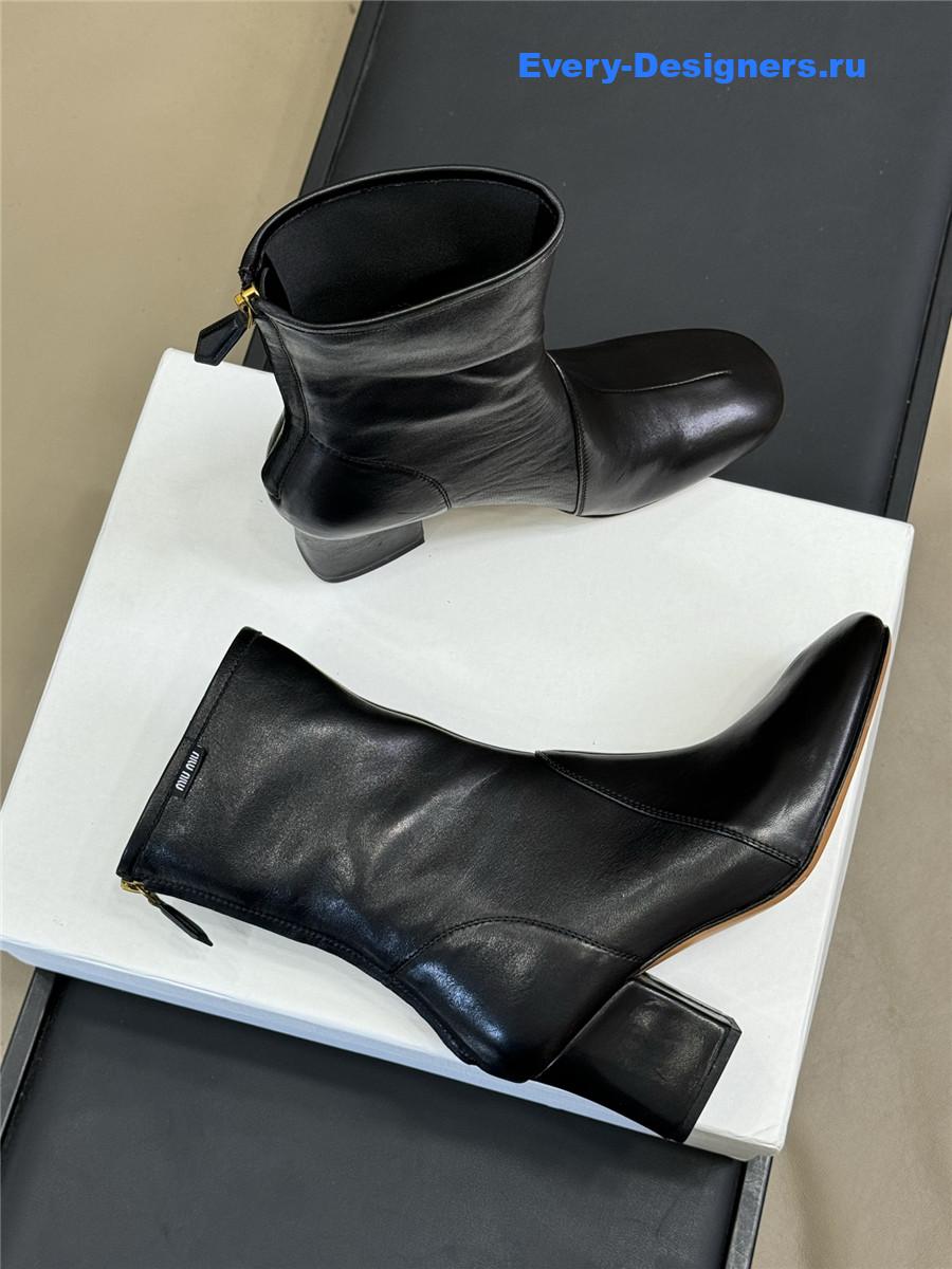 Miu Miu Black Nappa Leather Booties
