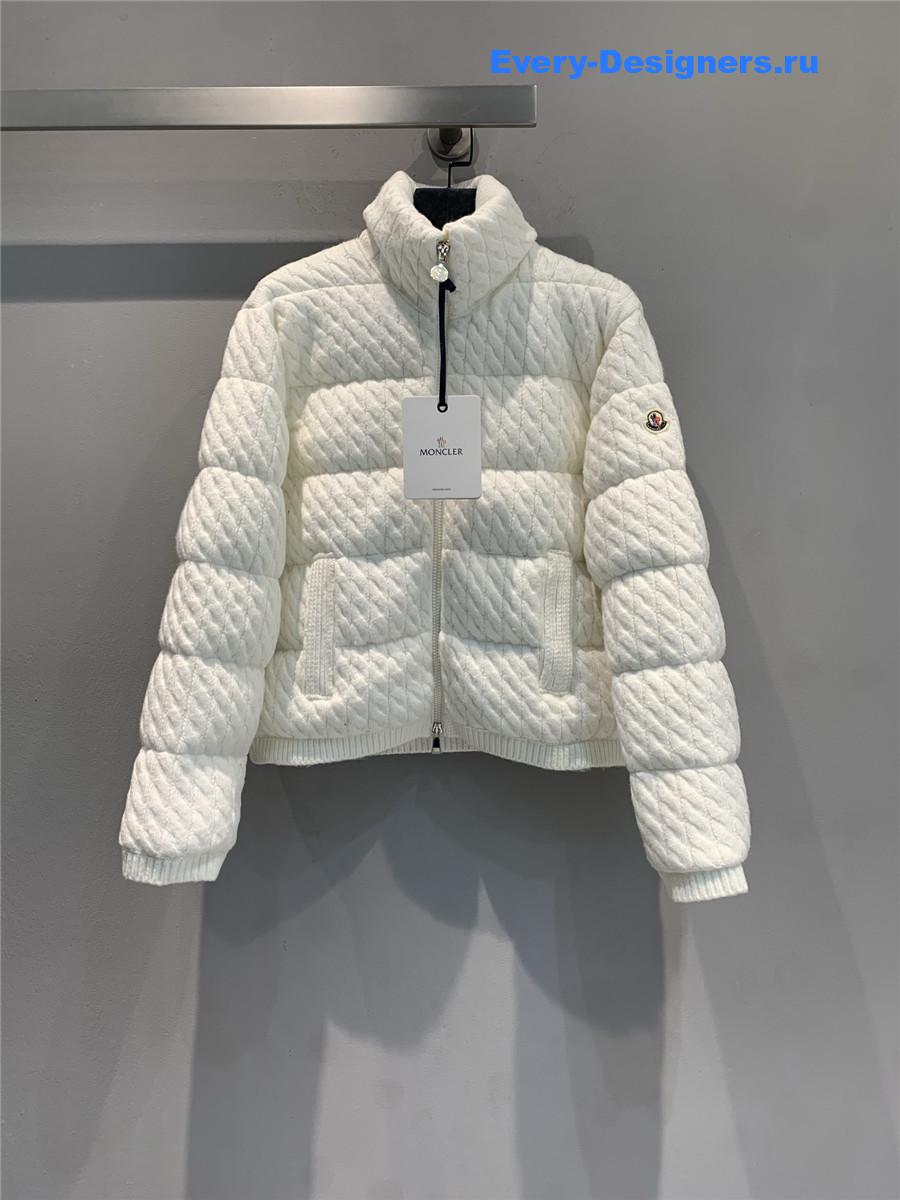 Moncler White Padded Wool & Cotton Zip-Up Cardigan