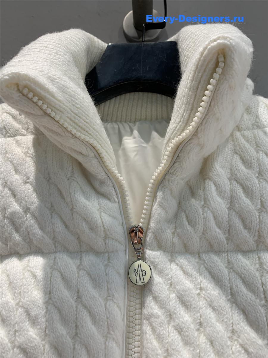 Moncler White Padded Wool & Cotton Zip-Up Cardigan