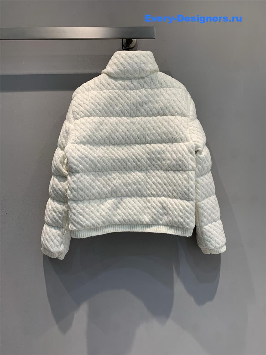 Moncler White Padded Wool & Cotton Zip-Up Cardigan