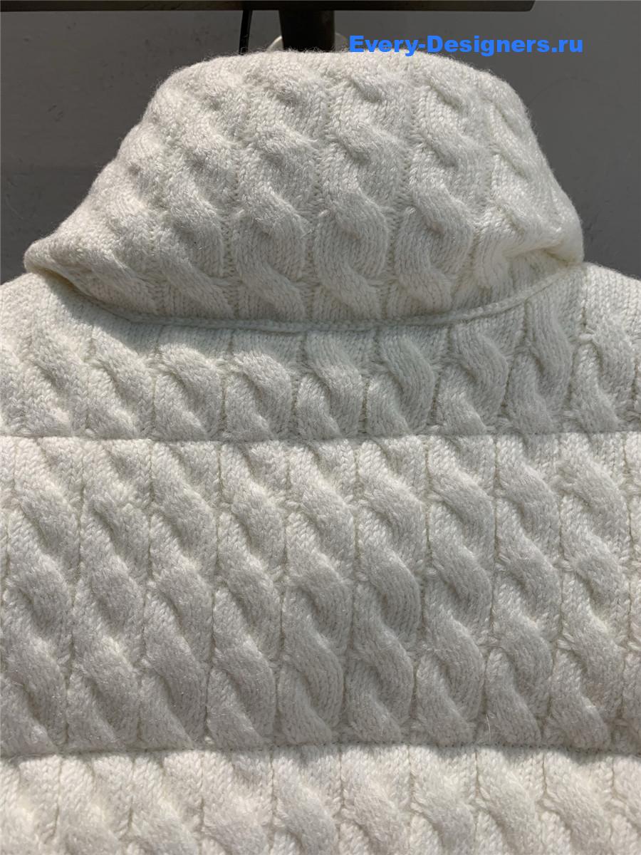 Moncler White Padded Wool & Cotton Zip-Up Cardigan