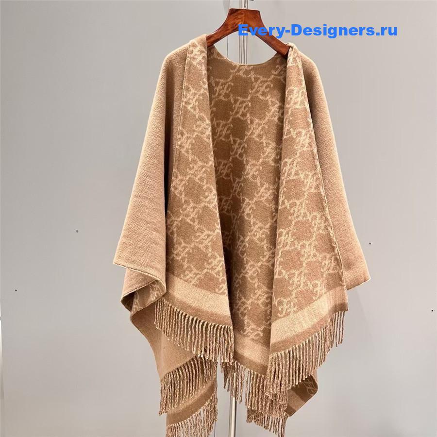 F**di camel ff jacquard wool cape
