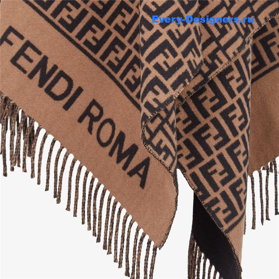 F**di brown wool cashmere poncho