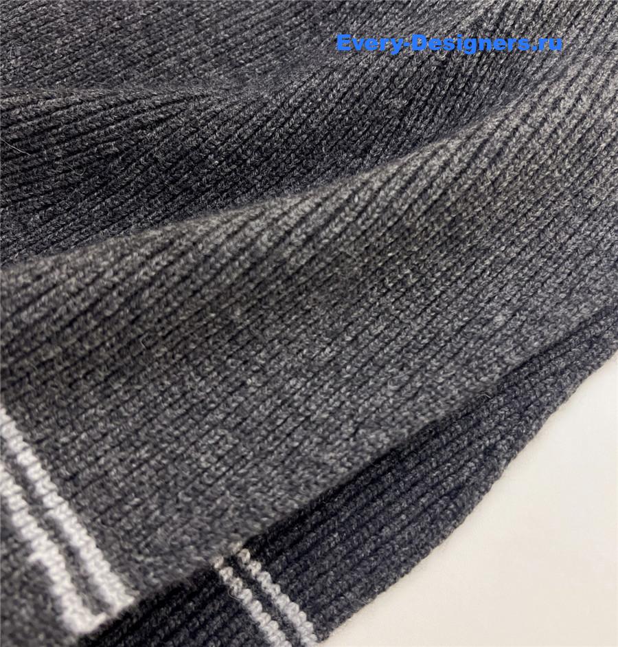 Ch**el dark grey logo cashmere scarf