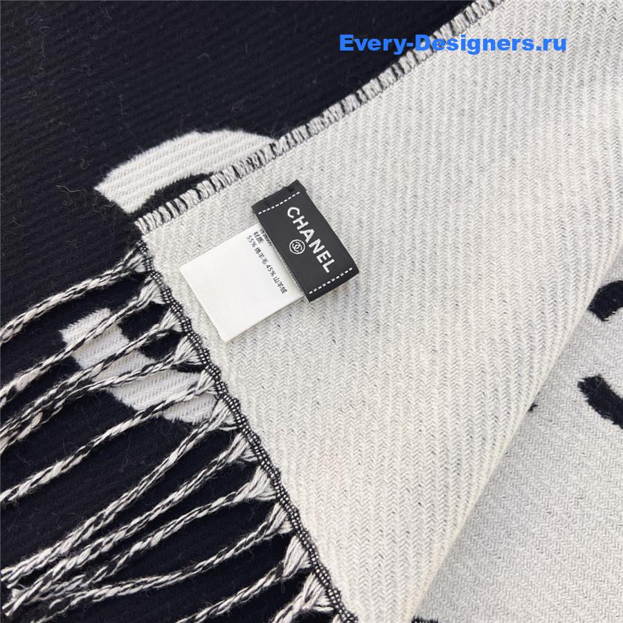 Ch**el black logo cashmere scarf