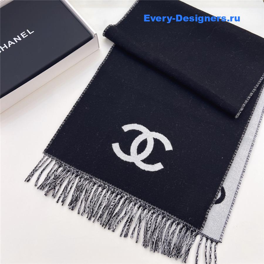Ch**el black logo cashmere scarf
