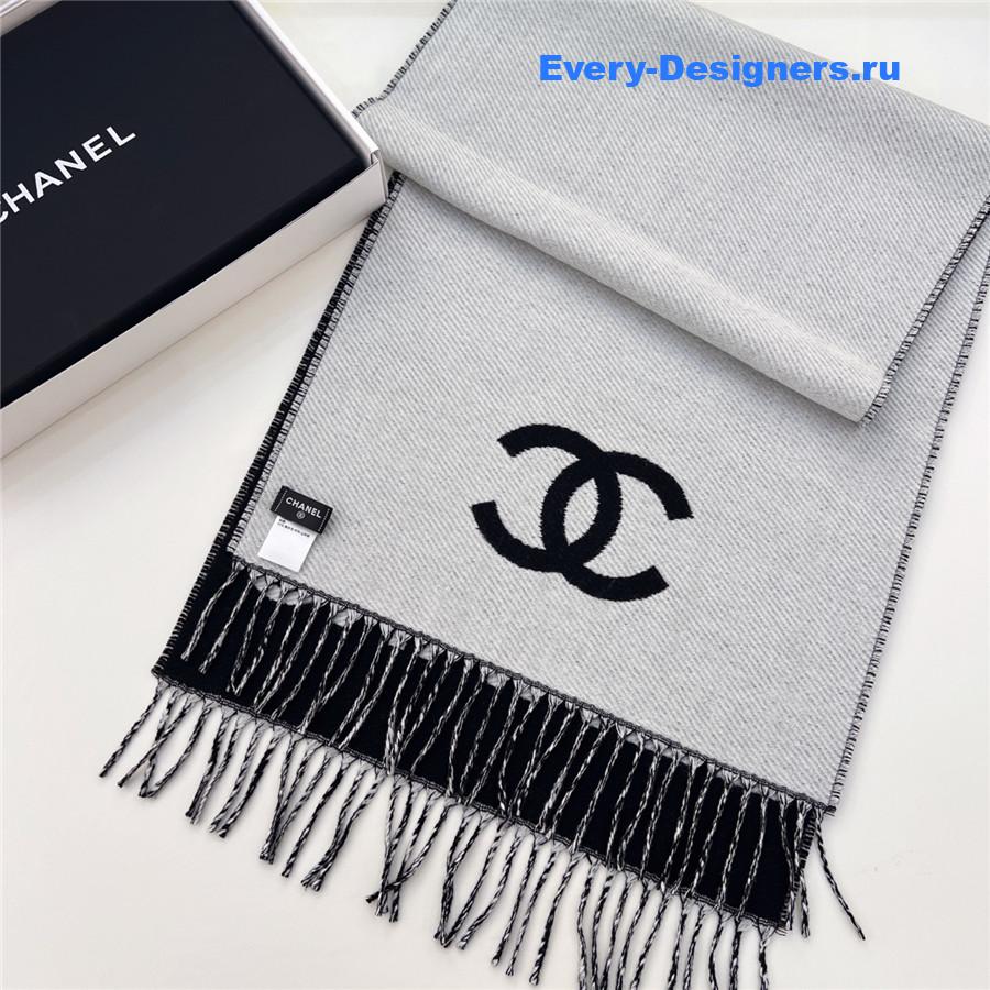 Ch**el black logo cashmere scarf