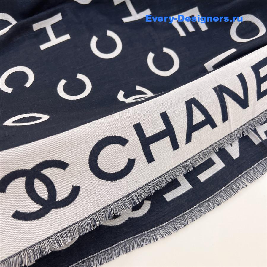 Ch**el denim double jacquard cashmere scarf